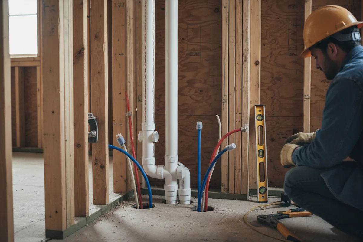 Drain and supply rough-in during Drain Cleaning in West Van Lear